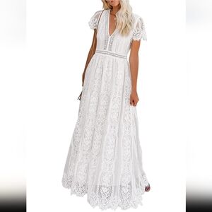 Elegant White Lace Maxi Dress